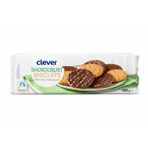 Trapūs sausainiai su pienišku šokoladu CLEVER, 200 g