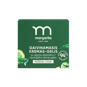 Gaivinamasis veido kremas gelis su agurkų ekstraktu ir alavijų geliu MARGARITA, 50 ml