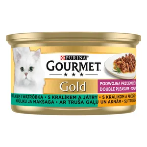 Paštetas katėms, triušis su kepenėlėmis GOURMET GOLD DUO, 85 g