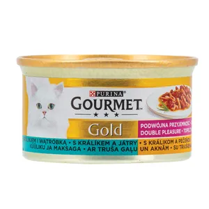 Paštetas katėms, triušis su kepenėlėmis GOURMET GOLD DUO, 85 g