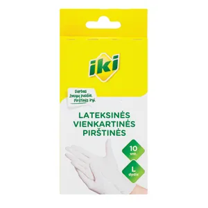 Vienkartinės, lateksinės pirštinės IKI L dydis, 10 vnt.