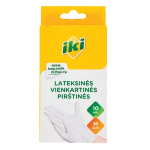 Vienkartinės, lateksinės pirštinės IKI M dydis, 10 vnt.