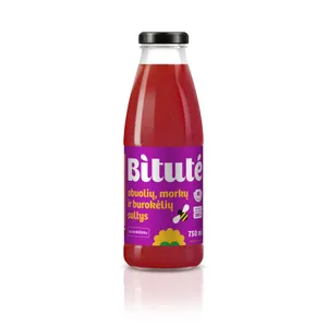 Obuolių, morkų ir burokėlių sultys su minkštimu IKI ŪKIS/BITUTĖ, 750 ml