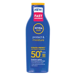 Drėkinantis apsauginis losjonas nuo saulės, SPF50+NIVEA SUN PROTECT & MOISTURE, 200 ml