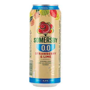 Nealkoholinis braškių ir laimo skonio sidras SOMERSBY (0%), 500 ml
