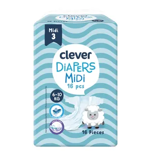Sauskelnės CLEVER Midi 3 dydis, 4-9 Kg, 16 vnt.