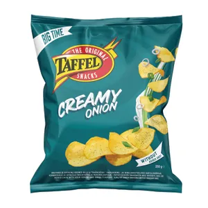 Traškučiai TAFFEL CREAMY ONION MEGA PACK, 250 g