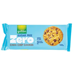 Sausainiai GULLON Choco Chip su šokolado drožlėmis, be cukraus su saldikliu, 125 g
