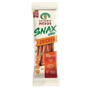 Karštai rūkytos vištienos dešrelės KAI NORISI MĖSOS KABANOS SNAX, dujose 200g