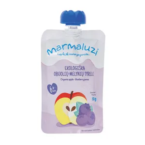 Ekologiška obuolių, mėlynių tyrelė 6+ MARMALUZI, 90 g