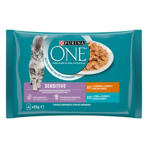 Konservai katėms ONE SENSITIVE su vištiena, tunu, 340 g