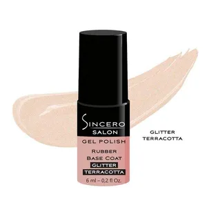 Rubber bazė glitter cloud terracotta 6ml SINCERO SALON  