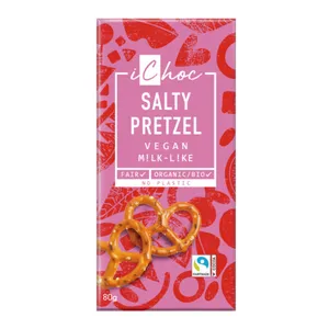 Šokoladas su brecelių gabaliukais ir jūros druska, ekologiškas iCHOC, 80 g