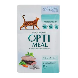 Visavertis konservuotas ėdalas suaugusioms katėms su menke ir daržovėmis drebučiuose OPTIMEAL, 85 g