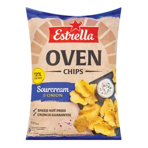 Grietinės ir svogūnų skonio bulviniai traškučiai ESTRELLA OVEN CHIPS, 125 g