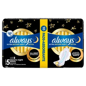 Higieniniai paketai ALWAYS ULTRA SECURE NIGHT EXTRA, 10 vnt.