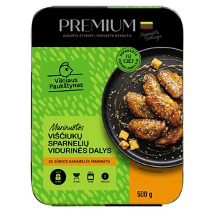 Viščiukų sparnelių vidurinės dalys PREMIUM su sūrios karamelės marinatu, 500 g