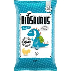 Ekologiški kepti kukurūzų traškučiai su jūros druska BIOSAURUS, 50 g