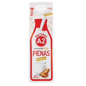 Pienas be laktozės A2, 3,5% rieb., 0,9 l