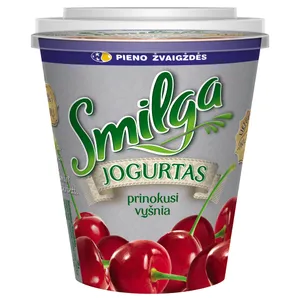 Jogurtas SMILGA 3,3% riebumo su vyšnių gabaliukais, 380 g