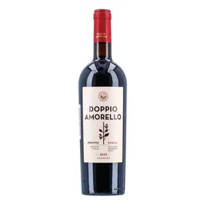 Raudonasis pusiau sausas vynas DOPPIO AMORELLO PRIMITIVO PUGLIA (13,5%), 750 ml
