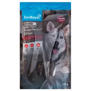 Galvijų ryšulių traškučiai ir jautienos prieškrandžio lazdelės ZOOROYAL, 10x100 g