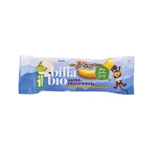 Ekologiškas vaisių-grūdų batonėlis iš obuolių, morkų ir bananų mažiems vaikams nuo 1 metų BILLA BIO, 23 g
