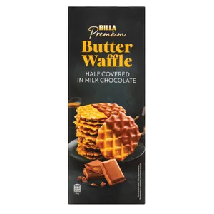 Sviestiniai vafliai su belgišku, pienišku šokoladu BILLA PREMIUM, 110 g