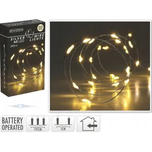 Sidabrinės vielos led 40 lempučių girlianda, šilta balta