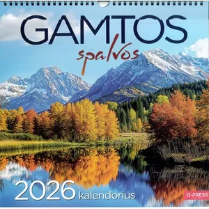Kalendorius 2026 GAMTOS SPALVOS 33X33 KVADRATINIS