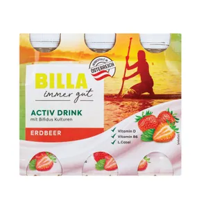 Jogurtinis gėrimas BILLA braškių skonio, 6 x 100 g