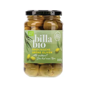 Ekologiškos žaliosios alyvuogės sūryme, be kauliukų BILLA BIO, 350 g 