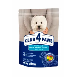 Visavertis pašaras suaugusiems šunims CLUB 4 PAWS PREMIUM ėriena ir ryžiai, 900 g