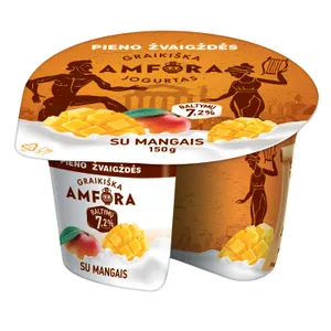 Jogurtas GRAIKIŠKA AMFORA 3,1% riebumo su mangais, 150 g