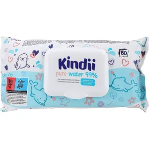 Drėgnos servetėlės, KINDII PURE WATER 99%, 60 vnt
