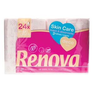 Tualetinis popierius RENOVA SKIN CARE DECO,  3 sl. 24 vnt