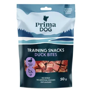 Treniravimo skanukas antienos kąsneliai PRIMA DOG, 50 g