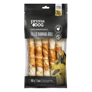 Įdarytas apdorotas odos suktinis su vištiena 13 cm PRIMA DOG, 180 g