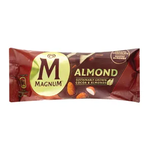 Vaniliniai valgomieji ledai MAGNUM ALMOND,  su pieniško šokolado glajumi ir migdolais, 110 ml