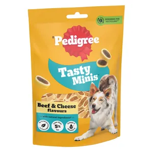 Kramtalai su jautienos ir sūrio skoniu PEDIGREE TASTY MINIS, 140 g