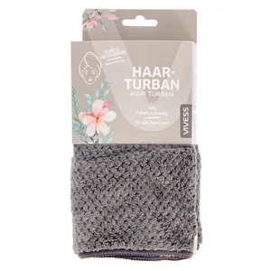 Plaukų rankšluostis turbanas VIVESS, pilkas