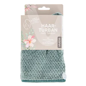 Plaukų rankšluostis turbanas VIVESS, žalias