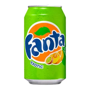 Egzotinių vaisių skonio gazuotas gaivusis gėrimas FANTA EXOTIC, 0,33 ml