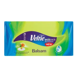 Servetelės 3 sluoksnių VELTIE BALSAM dėžutėje, 70 vnt