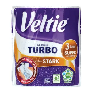 Popierinis rankšluostis VELTIE TURBO 1 vnt., 3sl.340 lapų