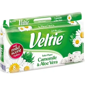 Tualetinis popierius VELTIE CAMOMILE ALOE, 8VNT., 3SL., 150 LAP.