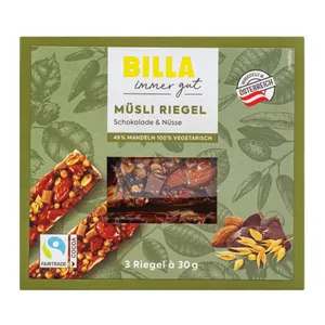 Riešutų batonėlis su šokoladu BILLA IMMER GUT, 3x30 g
