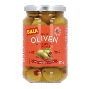 Žaliosios alyvuogės įdarytos paprika BILLA, 355 g