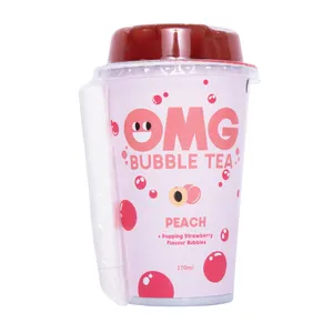 Arbatos gėrimas OMG, persikų skonio su braškių burbuliukais, 270 ml