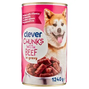 Jautienos gabaliukai padaže šunims CLEVER, 1240 g